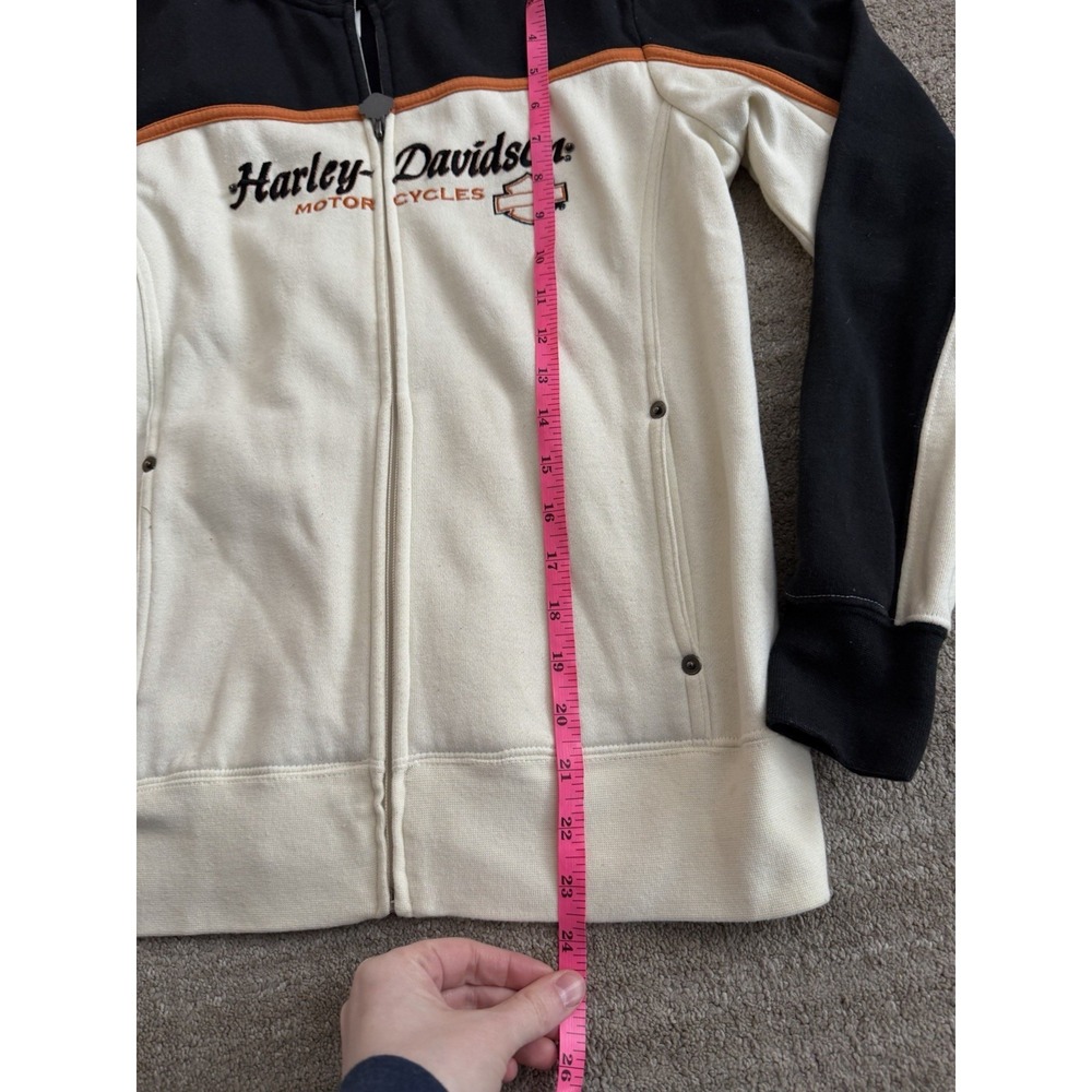 Harley Davidson Moto Jacket Womens Small Cream Black Full Zip Biker - Picture 6 of 7